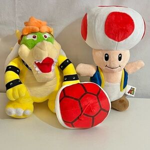 Qty 3 -Nintendo Super Mario Bros Toad, Mario Kart Red Shell, Bowser Koopa Turtle